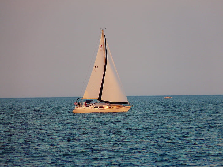 ветроходна лодка, обувка, вода, платно, море, езеро