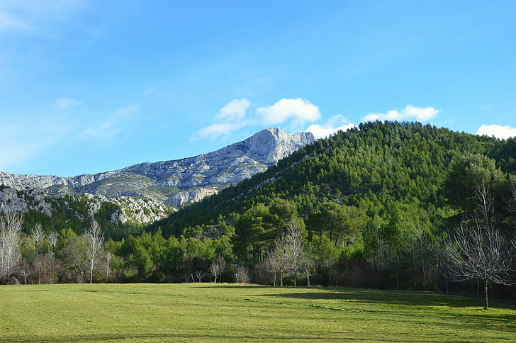 mountain, france, aix in provence, holy victory, landscape, summer, green nature