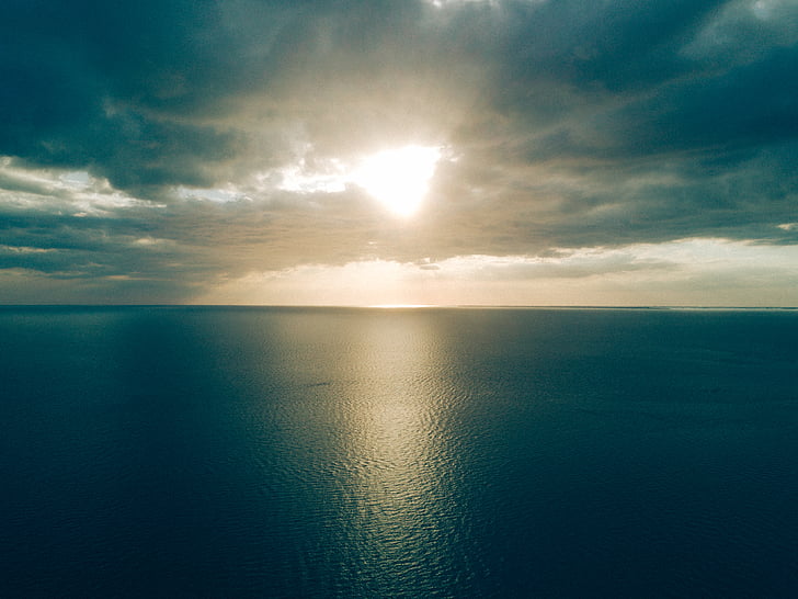 more, Ocean, modrá, vody, Príroda, Slnečné svetlo, Horizon