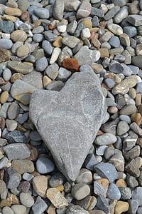 pedra, coração, praia, amor, romântico, pedras, coração de pedra