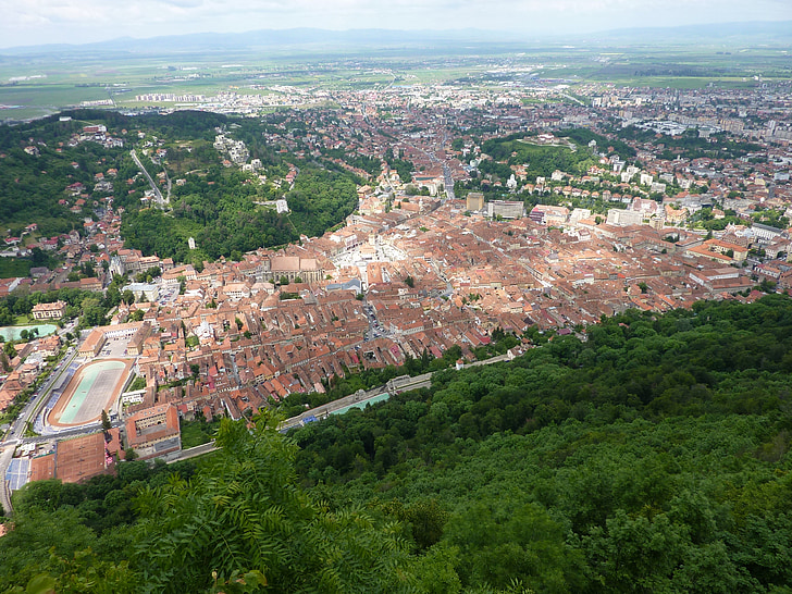 vaizdas iš viršaus, Miestas, Brasov, Rumunija, Europoje, senas, Miestas