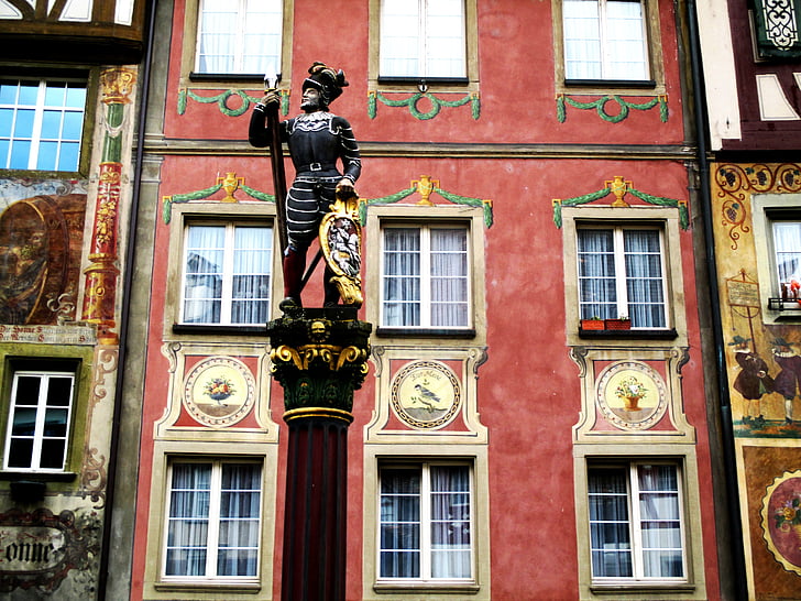 old town, fountain history, monument, facades, mural, stein am rhein, schaffhausen