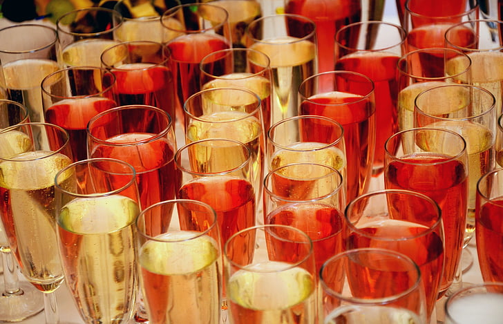 šampanja, šampanja klaasid, prillid, jook, alkoholi, pidu, tähistada