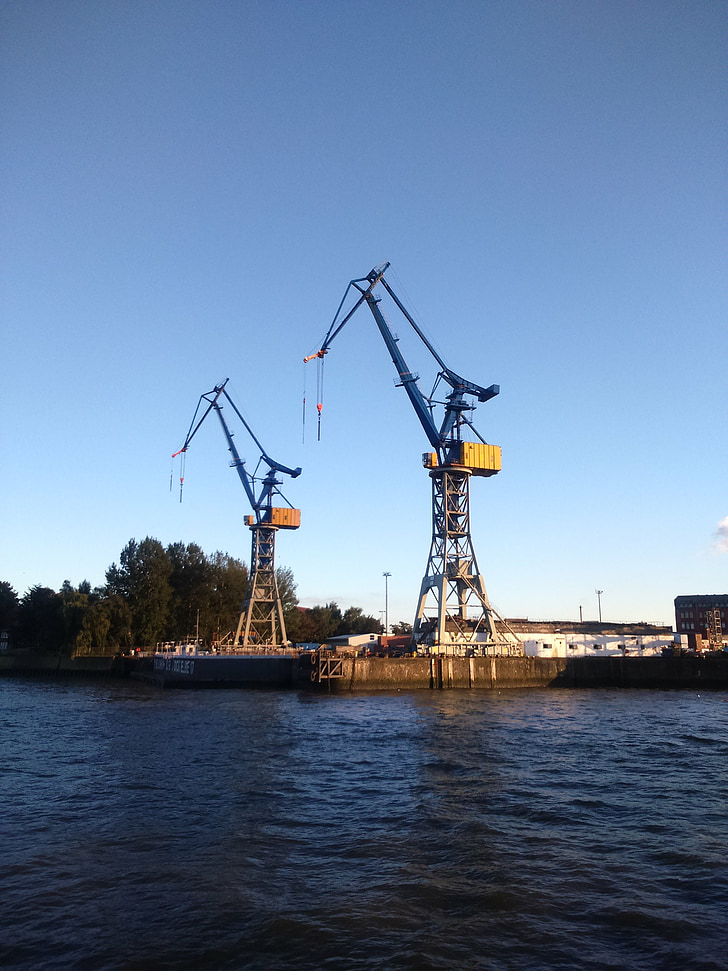 hamburg, port, cranes, harbour cranes