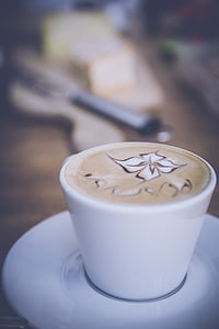 café expresso, café, Branco, cerâmica, Copa, café com leite, arte