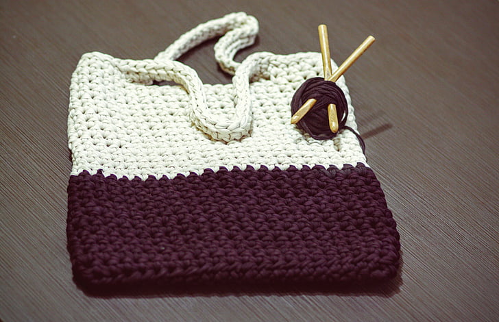 sac, crochet, filé, bricolage, tricotage, fabriqué à la main, thread