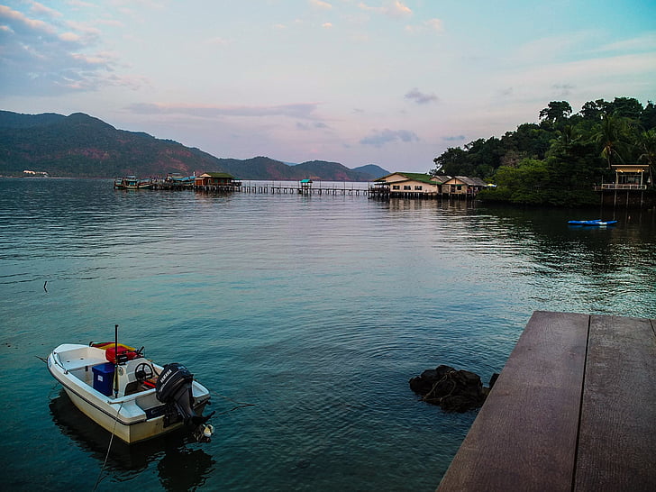 csónak, víz, tenger, sziget, Koh chang, Thaiföld, utazás