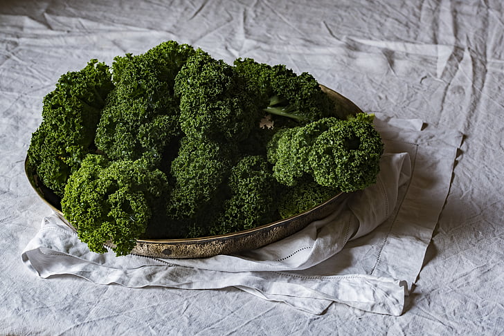 brokoli, kain, hijau, sehat, mangkuk stainless, sayur, makanan dan minuman