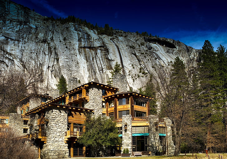 ahwahnee hotel, yosemite national park, california, lodging, building, architecture, landmark