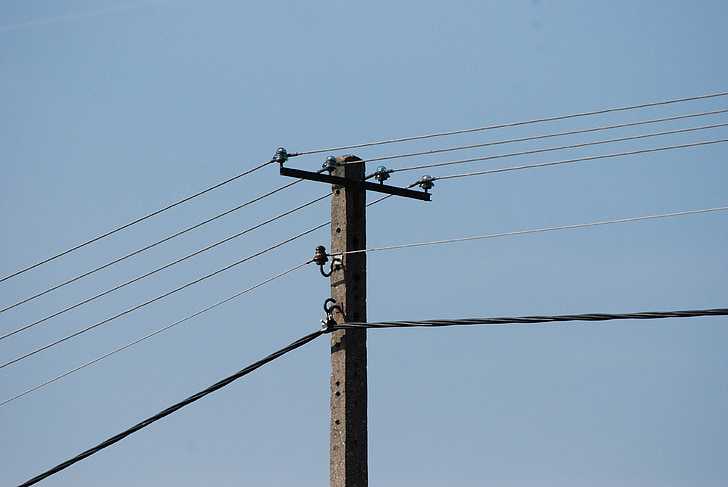Pole, gjeldende, kabler, høyspenning, elektrisitet, kabel, strømledning