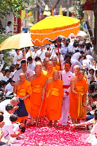 Suprema Patriarca, budistas, Patriarca, sacerdotes, monge, laranja, robes