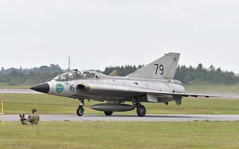 avion, avion de vânătoare, Draken, J35, Saab, Airshow, Jet