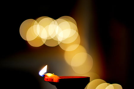 blurred, bokeh, candle, fire, flame, illuminated, light