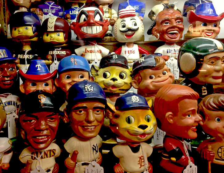 baseball, bobbleheads, vintage, antiquariato, figure, negozio di souvenir