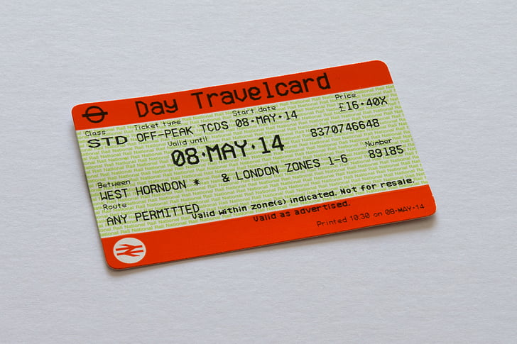 Travelcard, vstupenka, Londýn, Underground, trubice, britské, železnice
