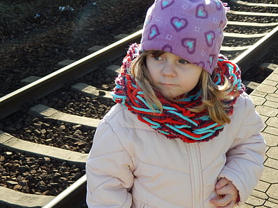 sledování, dítě, holčičku, železnice