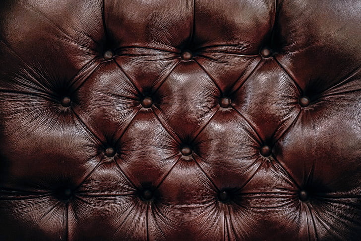 brun, en cuir, canapé, canapé, meubles, élégance, ancienne