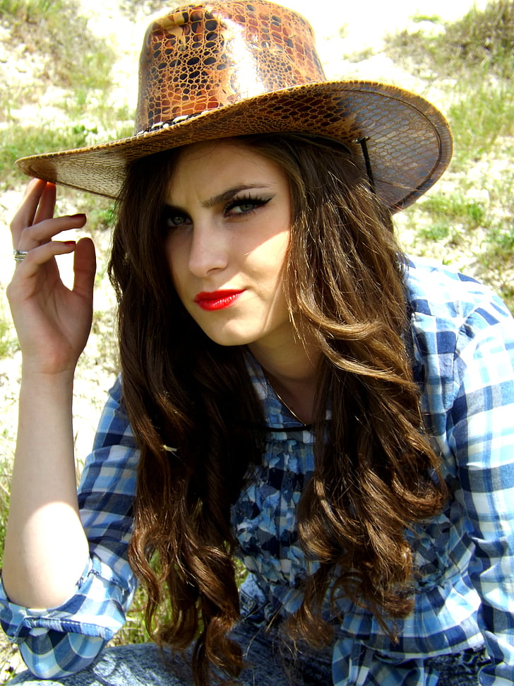 cowgirl, vilde Vesten, hatte, skønhed