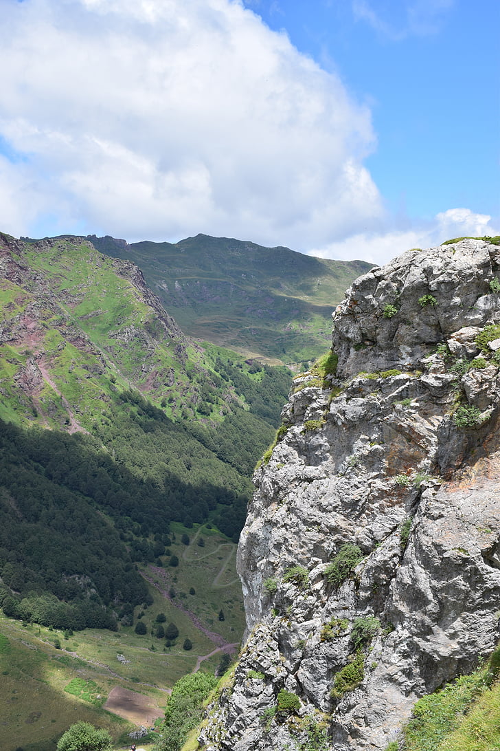 pedra, montanha, penhasco, natureza, Pyrénées, pedras, céu