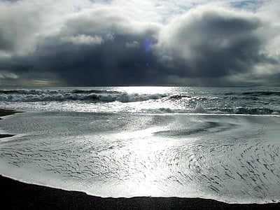 Alaska, Bãi biển, bờ biển, bờ biển, Đại dương, đám mây, mặt trời