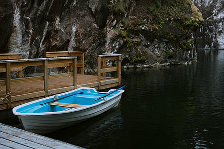 laiva, kanoe, doks, ezers, ainava, brīvais laiks, daba