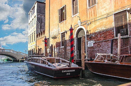 Венеция, Италия, полицията, Polizia, карабинерите, канал, мост