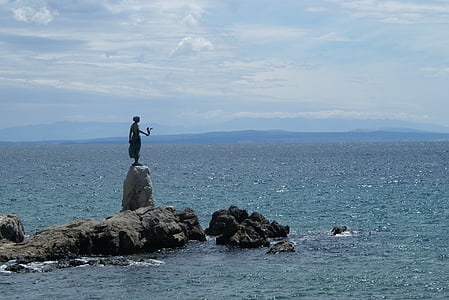 mar, sol, água, feriados, estátua