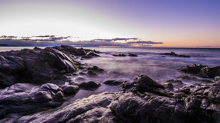 Dawn, plajă, guilche, Nerja, Malaga, Costa del sol, Spania