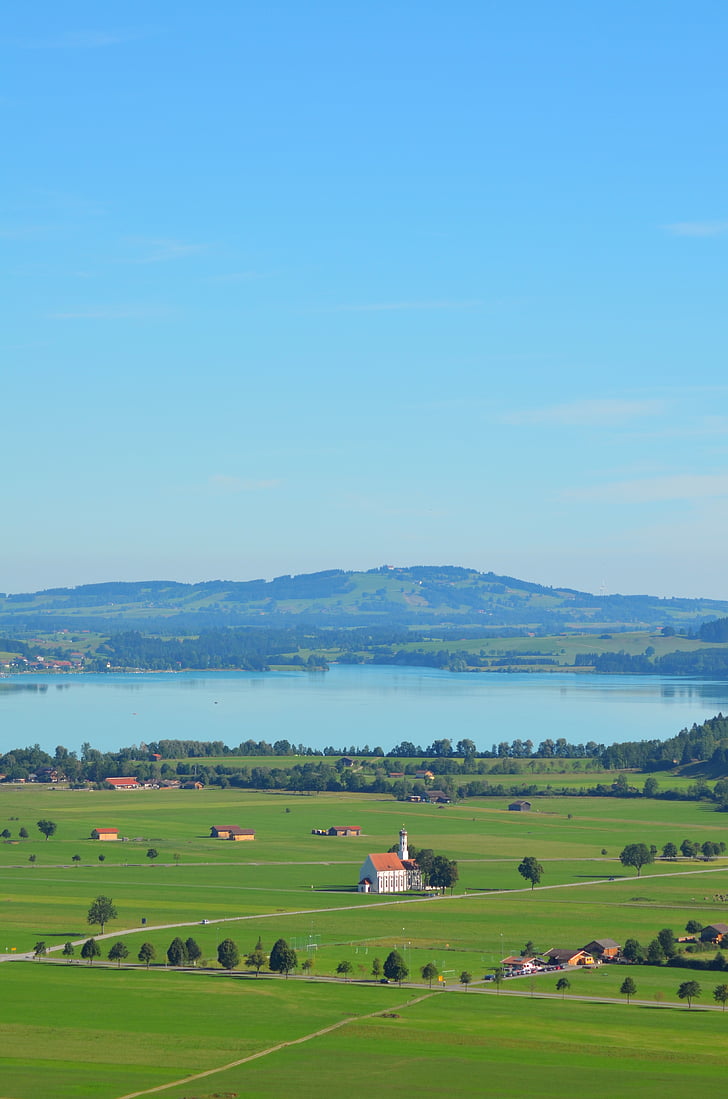 campagne, domaine, collines, Lac, paysage, nature, Scenic