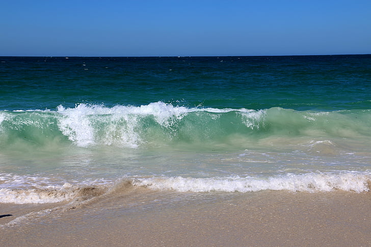 хвиля, пляж, синій, води, пісок, океан, море