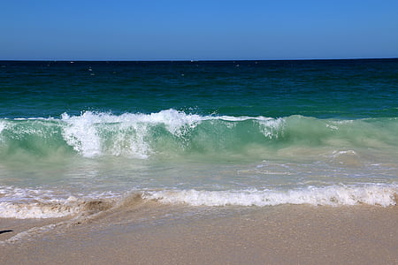 vague, plage, bleu, eau, sable, océan, mer