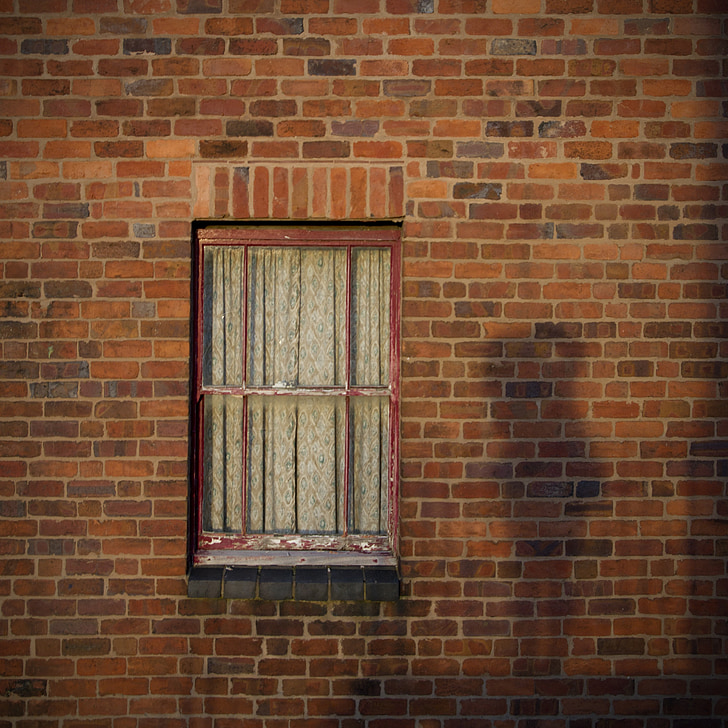 finestra, ombra, Maó, Anglaterra, vell, paret - edifici tret, paret de Maó