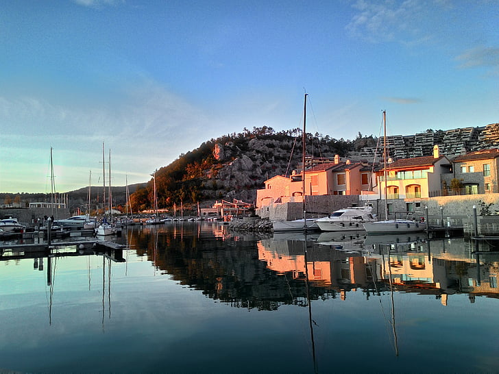 Marina village, havet, Bay, Costa, Medelhavet, Italien, Trieste