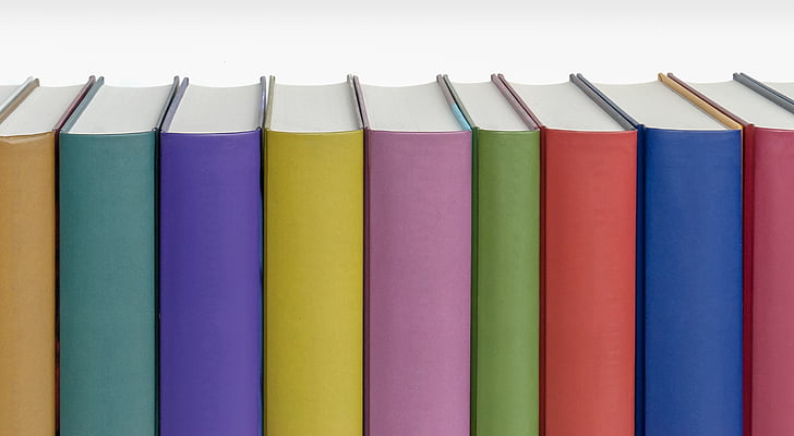 books, spine, colors, pastel, hardcover, literature, education