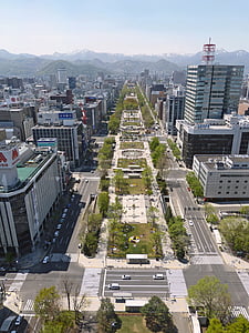 Japonska, Sapporo, Urban, arhitektura, stavb, mesto, nebo