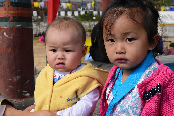 деца, Бутан, Азия, бебе, живот, израз