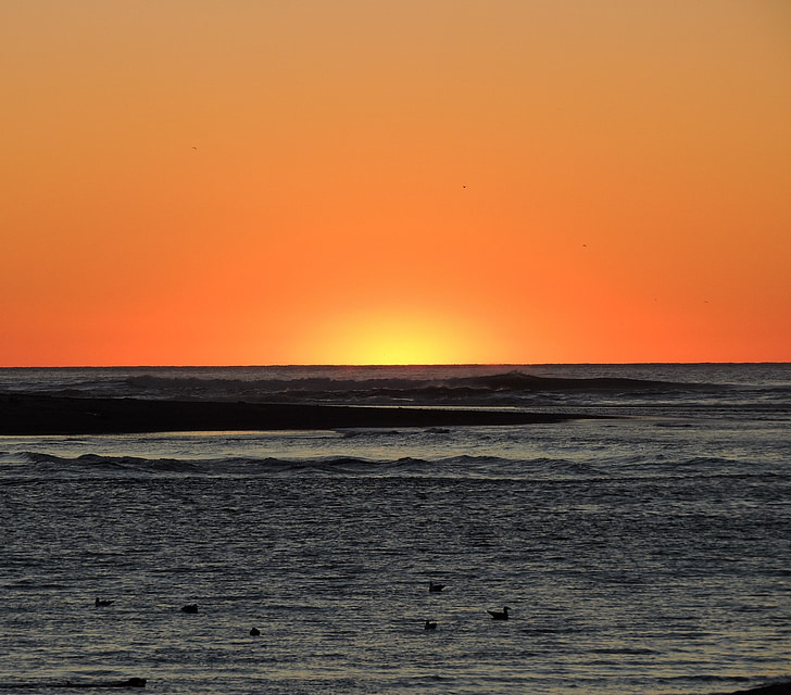 solnedgang, oransje, kysten, Oregon, solen, landskapet, gul