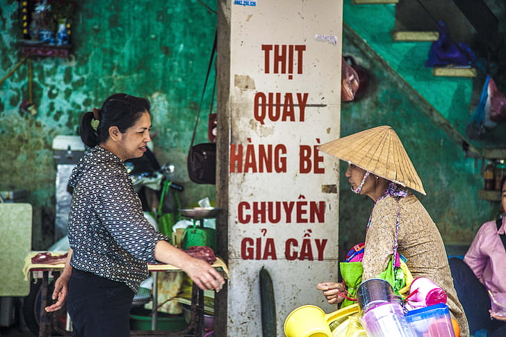 femmes, Vietnam, voyage, asiatique, rue
