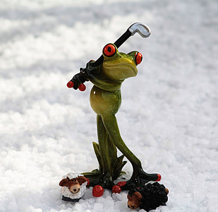 青蛙, 高尔夫, 高尔夫俱乐部, 绿色的小青蛙, 有趣, 可爱, 运动