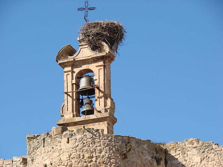 klokkentoren, nest van de ooievaar, oude, Cruz