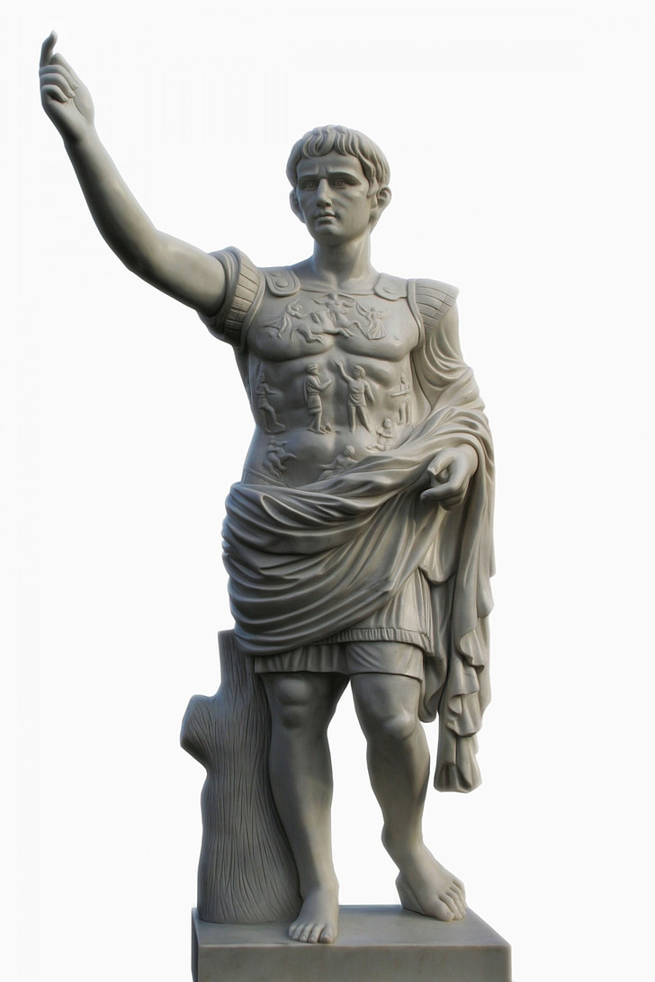 muž, Roman, socha, izolované pozadí, detaily, výřez