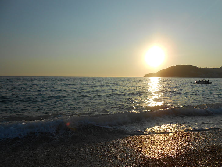 solen, sjøen, solnedgang, Albania, helligdager, Sommer