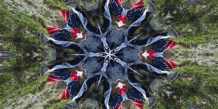 symmetri, kaleidoskop, gråtoner