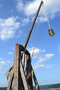 trebuchet, catapulta, arma medieval, Capilla de Castelnaud, edad media, Dordogne, cielo