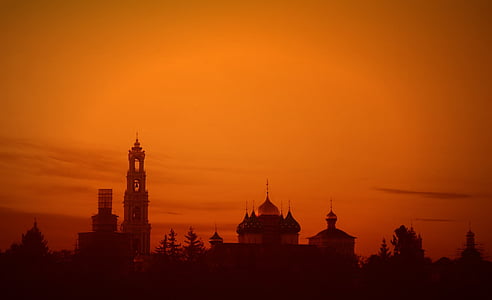 dome, Sergiev posad, Moskva, solnedgang