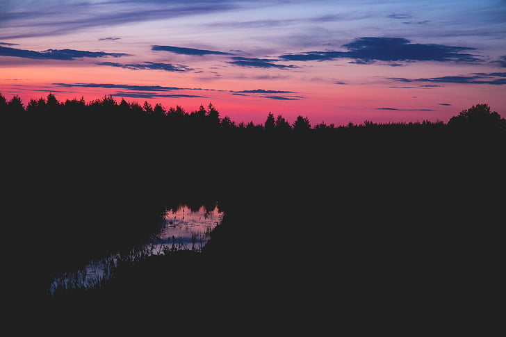 mraky, tmavý, Dawn, soumraku, krajina, Příroda, řeka