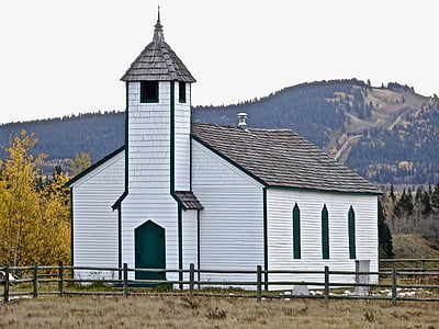 Kirche, weiß, aus Holz, Perspektive, Architektur, Gebäude, Kirchturm