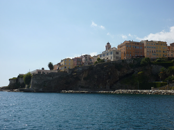 Korsika, rannikul, linn, Bastia, küla, Prantsusmaa, Sea