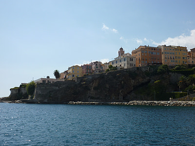 Korsika, kusten, kuststad, Bastia, byn, Frankrike, havet