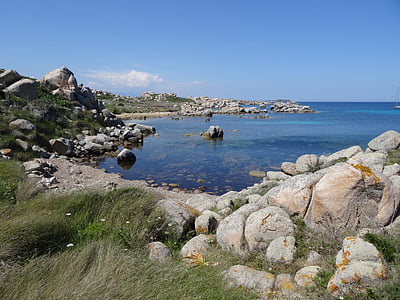 Pulau, Lavezzi, Korsika, pemandangan, laut, sisi, batu